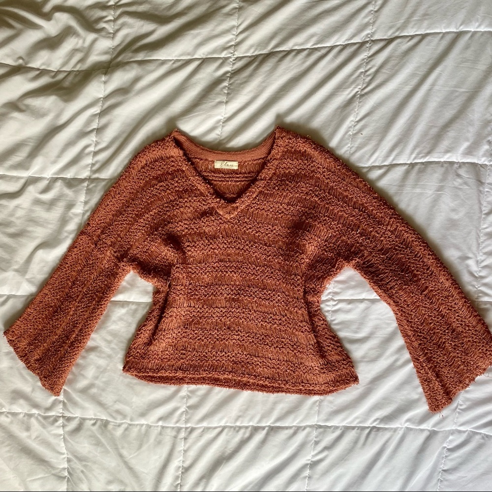 Pink Rust Flared Sleeve Sweater
